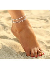 Silvery White jewelry,Other jewelry,Layered Rhinestone Beads Silvery White Anklet