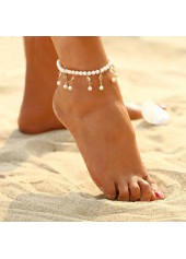 Metal Detail Pearl Design White Anklet