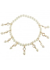 White jewelry,Other jewelry,Metal Detail Pearl Design White Anklet