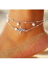 Silvery Detail Pearl Design White Anklet