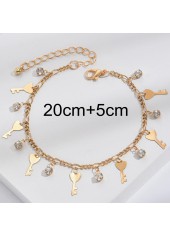 Gold jewelry,Plain Color jewelry,Rhinestone Design Alloy Detail Gold Anklet