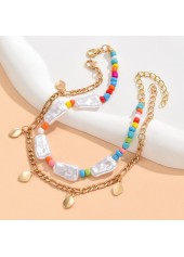 Gold jewelry,Other jewelry,Layered Design Metal Detail Gold Anklet Set