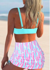 Cyan swimwear,Plain Color swimwear,ROTITA Criss Cross Double Straps Cyan Bikini Top