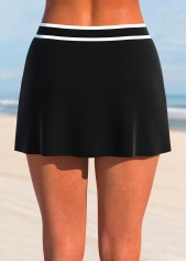 ROTITA Black Mid Waisted Zipper Contrast Stitching Pantskirt