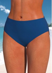 Blue swimwear,Plain Color swimwear,ROTITA Stretch Blue Mid Waisted Bikini Bottom