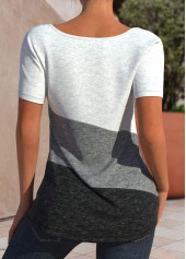 Dark Grey Marl tops,White tops,Contrast Color tops,ROTITA Split Dark Grey Marl Short Sleeve T Shirt