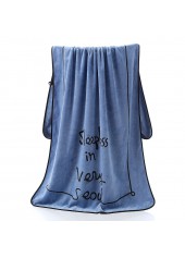 Letter Print Dusty Blue Beach Blanket