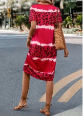 Hot Pink dresses,Leopard dresses,Animal Print dresses,Everyday dresses,Casual dresses,Leopard Hot Pink V Neck Dress