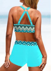 Cyan plus size,Geometric plus size,Striped plus size,ROTITA Plus Size Geometric Print Bikini Top