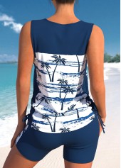 Navy plus size,White plus size,Plants plus size,ROTITA Plus Size Tropical Plants Print Tankini Top