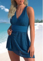 Peacock Blue plus size,Plain Color plus size,ROTITA Plus Size Swimdress Top