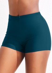 Peacock Blue plus size,Plain Color plus size,ROTITA Plus Size Mid Waisted Swimwear Shorts