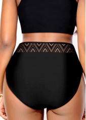 Black swimwear,Plain Color swimwear,ROTITA Black Hollow High Waisted Bikini Bottom