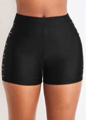 ROTITA Black High Waisted Stretch Swim Shorts