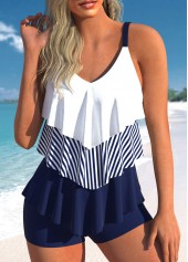 Rotita - Ensemble tankini bleu marine contrasté avec ourlet mouchoir