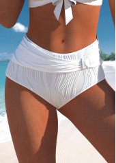 White swimwear,Plain Color swimwear,ROTITA Jacquard Halter Bowknot White Bikini Top