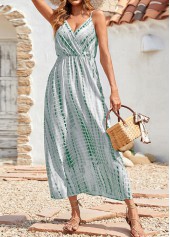 Green dresses,Light Grey dresses,Tie Dye dresses,Surplice Tie Dye Print Green Maxi Dress