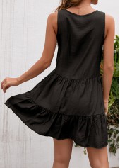 Black dresses,Plain Color dresses,Tassel Black Short A Line Round Neck Dress