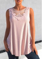 Light Pink tops,Plain Color tops,ROTITA Twisted Light Pink Round Neck Tank Top