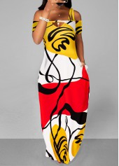 ROTITA Pocket Graffiti Print Multi Color Maxi Dress