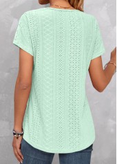 Mint Green tops,Plain Color tops,ROTITA Lace Mint Green V Neck T Shirt