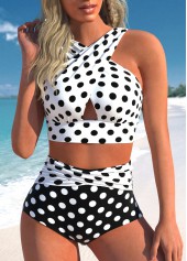 ROTITA Criss Cross White Polka Dot Bikini Top-No Bottom
