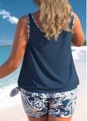 Navy plus size,Paisley plus size,ROTITA Plus Size Paisley Print Tankini Top