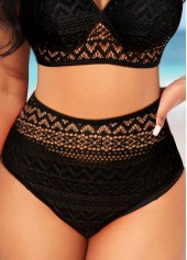 ROTITA Black High Waisted Lace Stitching Bikini Bottom