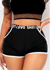 Black swimwear,Letter swimwear,ROTITA Mesh Black Letter Print Bikini Top