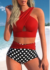 ROTITA Criss Cross Wide Strap Red Bikini Top-No Bottom