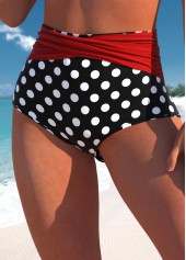 Red swimwear,Dot swimwear,ROTITA Red Polka Dot High Waisted Bikini Bottom