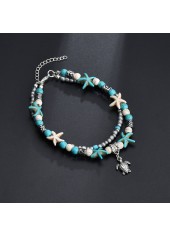 Silver jewelry,Plain Color jewelry,Asymmetrical Design Jade Detail Silver Anklet