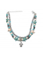 Silver jewelry,Plain Color jewelry,Asymmetrical Design Jade Detail Silver Anklet