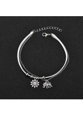 Silver jewelry,Plain Color jewelry,Asymmetrical Design Silver Iron Detail Anklet