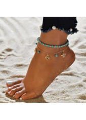 Asymmetrical Beads Detail Golden Anklet Set