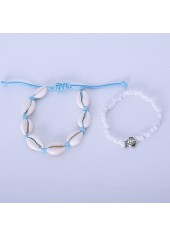 White jewelry,Other jewelry,White Shell Design Asymmetrical Anklet Set