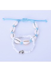 White jewelry,Other jewelry,White Shell Design Asymmetrical Anklet Set
