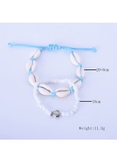 White jewelry,Other jewelry,White Shell Design Asymmetrical Anklet Set