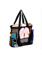 Black accessories,Plain Color accessories,Open Design Black Mesh Detail Hand Bag