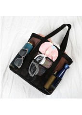 Black accessories,Plain Color accessories,Open Design Black Mesh Detail Hand Bag