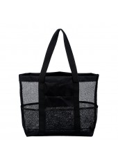 Black accessories,Plain Color accessories,Open Design Black Mesh Detail Hand Bag