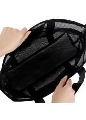 Black accessories,Plain Color accessories,Open Design Black Mesh Detail Hand Bag