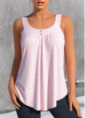 ROTITA Button Light Pink Scoop Neck Tank Top
