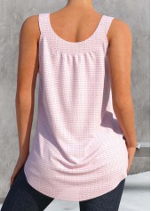 Light Pink tops,Plain Color tops,ROTITA Button Light Pink Scoop Neck Tank Top