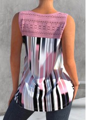 Light Pink tops,Striped tops,Ombre tops,ROTITA Criss Cross Striped Light Pink Tank Top