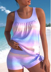 Bowknot Light Purple Ombre Tankini Set