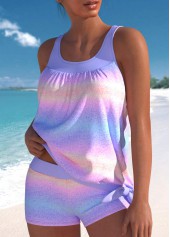 Light Purple swimwear,Ombre swimwear,ROTITA Bowknot Light Purple Ombre Tankini Top