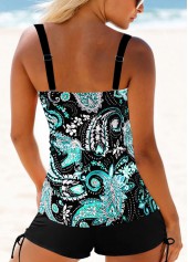 Cyan swimwear,Tribal swimwear,ROTITA Wrap Cyan Tribal Print Tankini Top