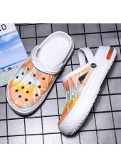 Tie Dye Print White Mid Heel Sliders