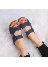 Dark Blue accessories,Plain Color accessories,Dark Blue Mid Heel Open Toe Sliders